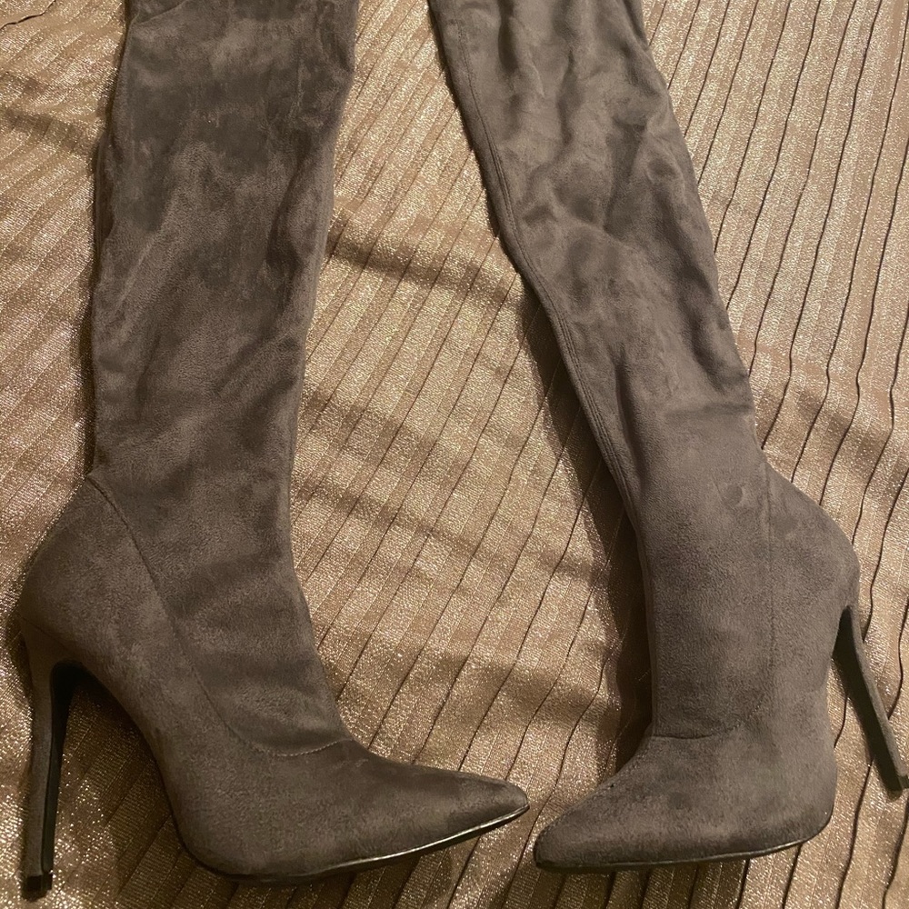 Thigh High Grey Boots